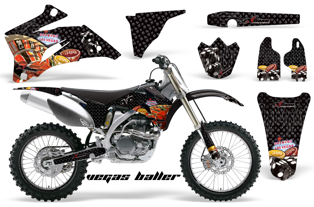 Yamaha YZ 250F 450F 02-09 Graphics Kit Vegas Baller Black NPs